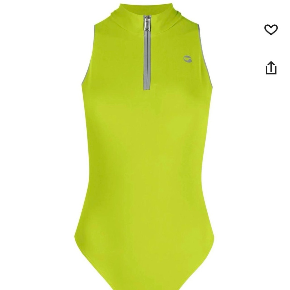 Coperni Neon Green Sleeveless Zip-Up Bodysuit